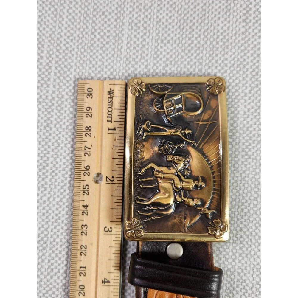 Chambers Size 32 Belt Western Tooled Leather Brown Tan Cowboy Men